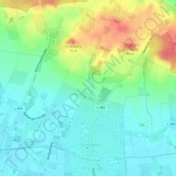 Mappa topografica Buntsandstein, altitudine, rilievo