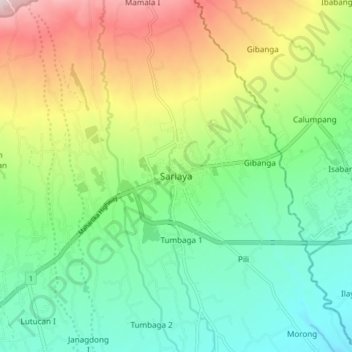 Mappa topografica Sariaya, altitudine, rilievo