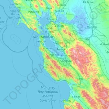 Mappa topografica Palo Alto, altitudine, rilievo