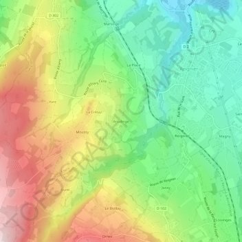 Mappa topografica Arculinge, altitudine, rilievo