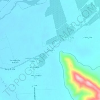 Mappa topografica Peteroa, altitudine, rilievo