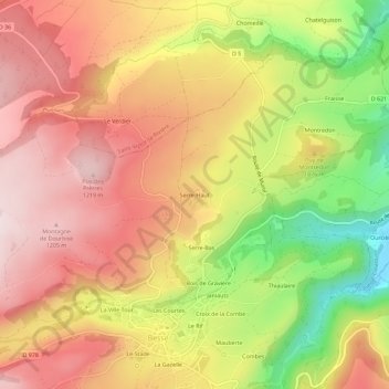Mappa topografica Serre-Haut, altitudine, rilievo