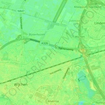 Mappa topografica Woezikrot, altitudine, rilievo