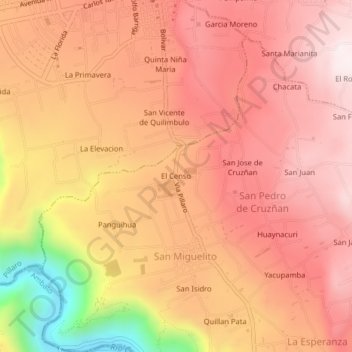 Mappa topografica El Censo, altitudine, rilievo