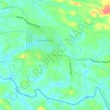 Mappa topografica Pothanicad, altitudine, rilievo