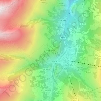 Mappa topografica Poingt-Ravier, altitudine, rilievo