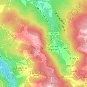 Mappa topografica Comunal, altitudine, rilievo