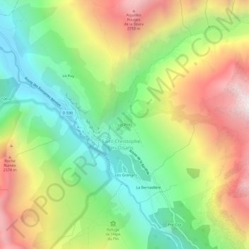 Mappa topografica Les Prés, altitudine, rilievo
