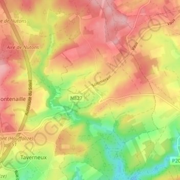 Mappa topografica Sommerain, altitudine, rilievo