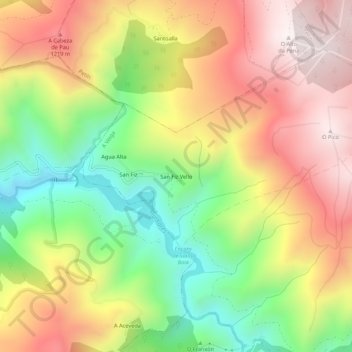 Mappa topografica San Fiz Vello, altitudine, rilievo