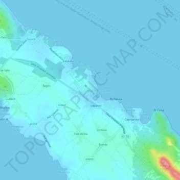 Mappa topografica Ugliano, altitudine, rilievo