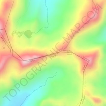 Mappa topografica Tres Cruces, altitudine, rilievo