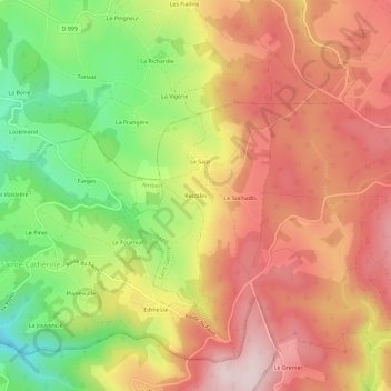 Mappa topografica Recolles, altitudine, rilievo
