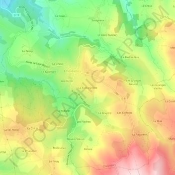 Mappa topografica La Fontanelière, altitudine, rilievo
