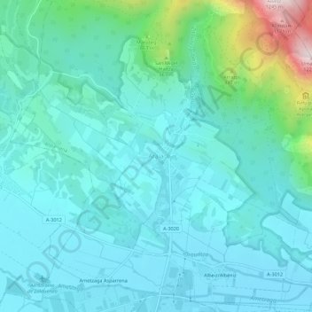 Mappa topografica Araya, altitudine, rilievo