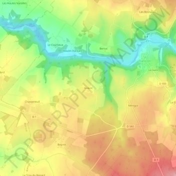 Mappa topografica Ardent, altitudine, rilievo