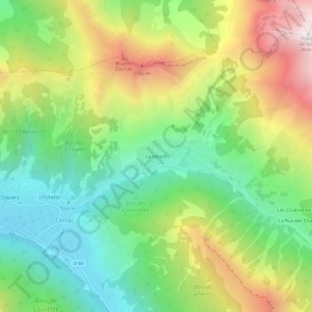 Mappa topografica Le Villard, altitudine, rilievo
