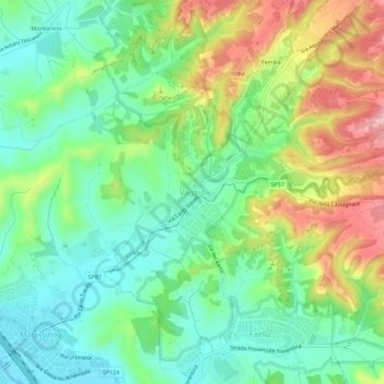 Mappa topografica Vaggio, altitudine, rilievo