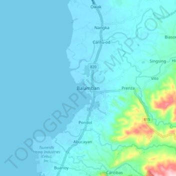 Mappa topografica Balamban, altitudine, rilievo