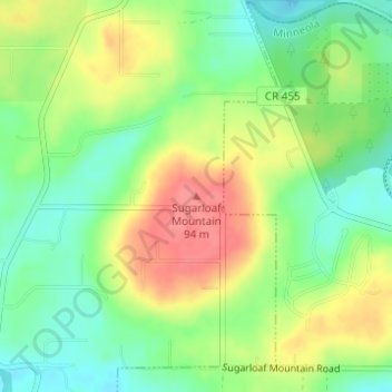 Mappa topografica Sugarloaf Mountain, altitudine, rilievo