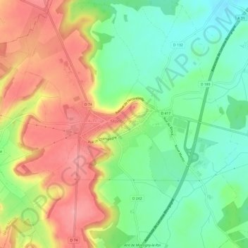 Mappa topografica Montigny-le-Roi, altitudine, rilievo