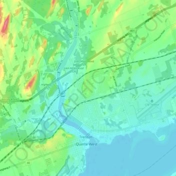 Mappa topografica Trenton, altitudine, rilievo