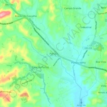 Mappa topografica Portão, altitudine, rilievo