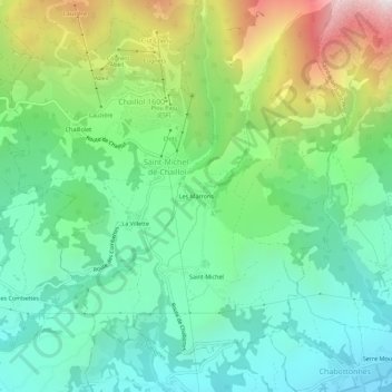 Mappa topografica Les Marrons, altitudine, rilievo