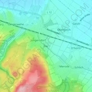 Mappa topografica Pier, altitudine, rilievo