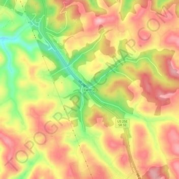 Mappa topografica Bacchus, altitudine, rilievo