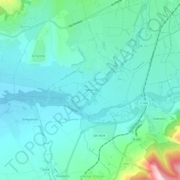 Mappa topografica Talltorta, altitudine, rilievo
