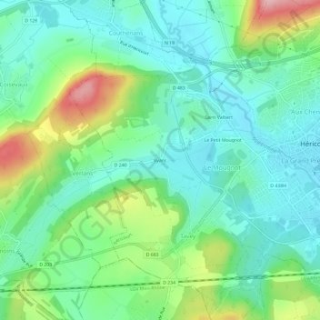 Mappa topografica Byans, altitudine, rilievo