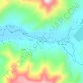Mappa topografica Tundayme, altitudine, rilievo