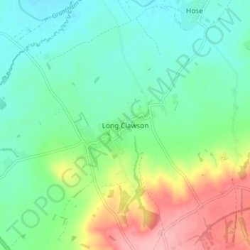 Mappa topografica Long Clawson, altitudine, rilievo
