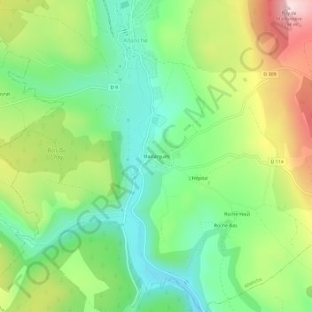 Mappa topografica Maillargues, altitudine, rilievo
