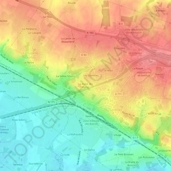Mappa topografica La Butte des Vignes, altitudine, rilievo