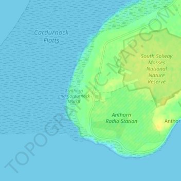 Mappa topografica Cardurnock, altitudine, rilievo