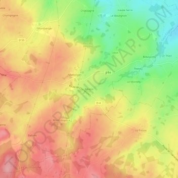 Mappa topografica Ribière, altitudine, rilievo