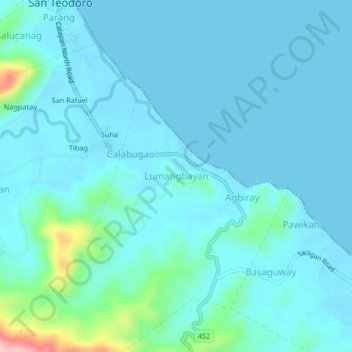 Mappa topografica Lumangbayan, altitudine, rilievo