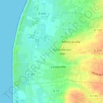 Mappa topografica La Brocqueterie, altitudine, rilievo