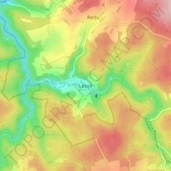 Mappa topografica Lesse, altitudine, rilievo