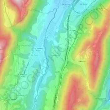 Mappa topografica Girardière, altitudine, rilievo