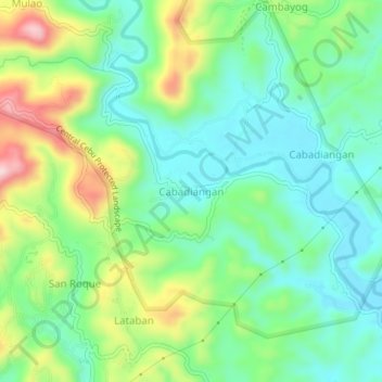 Mappa topografica Cabadiangan, altitudine, rilievo