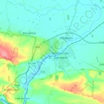 Mappa topografica Malton, altitudine, rilievo