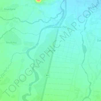 Mappa topografica Guétalé, altitudine, rilievo