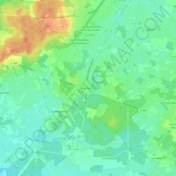 Mappa topografica Bois Martin, altitudine, rilievo