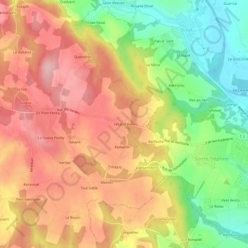 Mappa topografica Fétan Faven, altitudine, rilievo