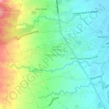 Mappa topografica Bagong Silang, altitudine, rilievo
