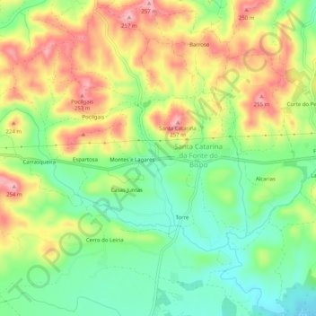 Mappa topografica Várzeas, altitudine, rilievo
