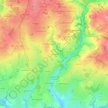 Mappa topografica Les Caurets, altitudine, rilievo